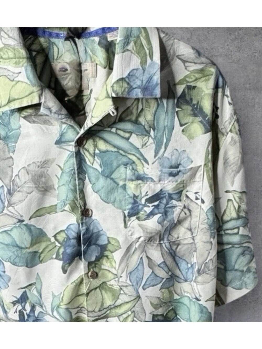 Tommy Bahama Mens Silk Aloha Shirt L Tropical Floral Vacation Camp Cruise